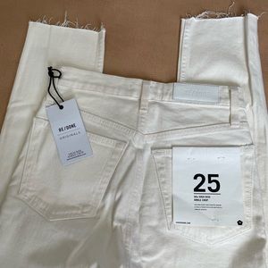 NWT Redone Originals High Rise Ankle Crop Jean in Vintage White